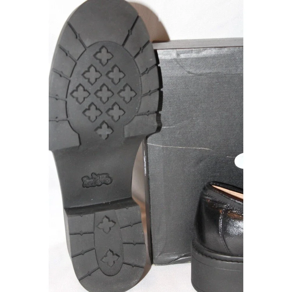 COACH WOMEN'S LEAH LEATHER LUG SOLE PLATFORM LOAFER BLACK NIB SZ 7